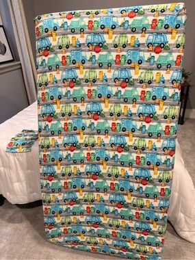 Birdie Bean Bamboo crib sheet trash truck EUC